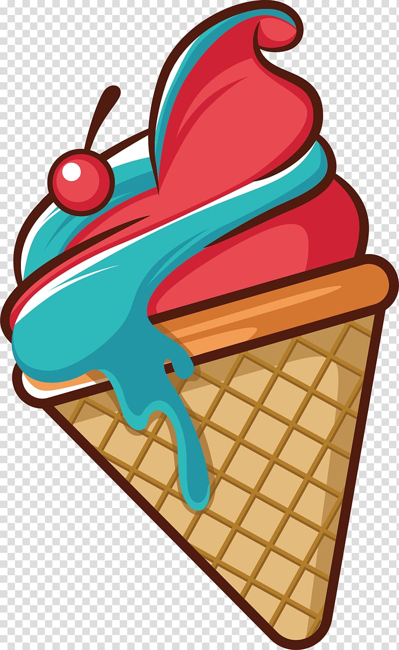 Strawberry ice cream Ice cream cone , Cartoon ice cream pattern transparent background PNG clipart