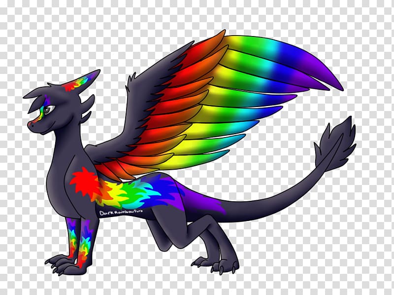 Dragon Cartoon Beak Feather, rainbow night transparent background PNG clipart