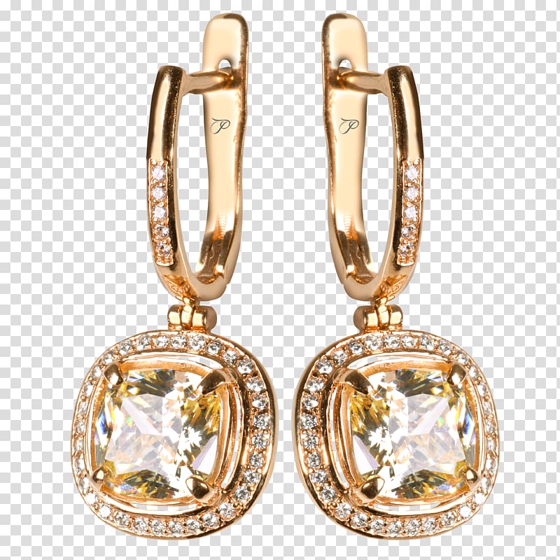 Earring Diamond Necklace Charms & Pendants Cubic zirconia, gold earrings transparent background PNG clipart
