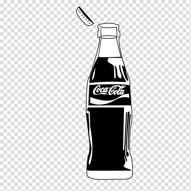 Fizzy Drinks Bottle Monochrome Black and white, coke transparent background PNG clipart