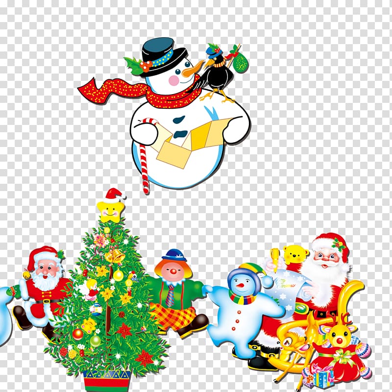 Christmas tree Santa Claus Snowman , Christmas snowman transparent background PNG clipart