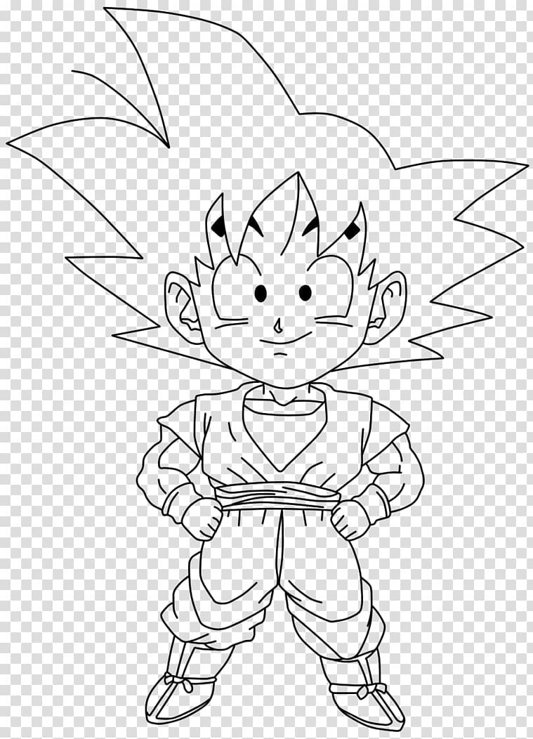 Goku Line art Black and white Drawing Chibi, goku Chibi transparent background PNG clipart