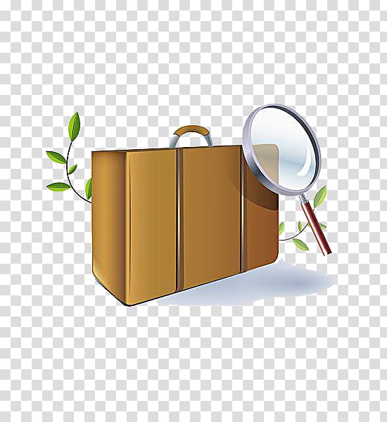 Suitcase Magnifying glass, Luggage and magnifying glass transparent background PNG clipart