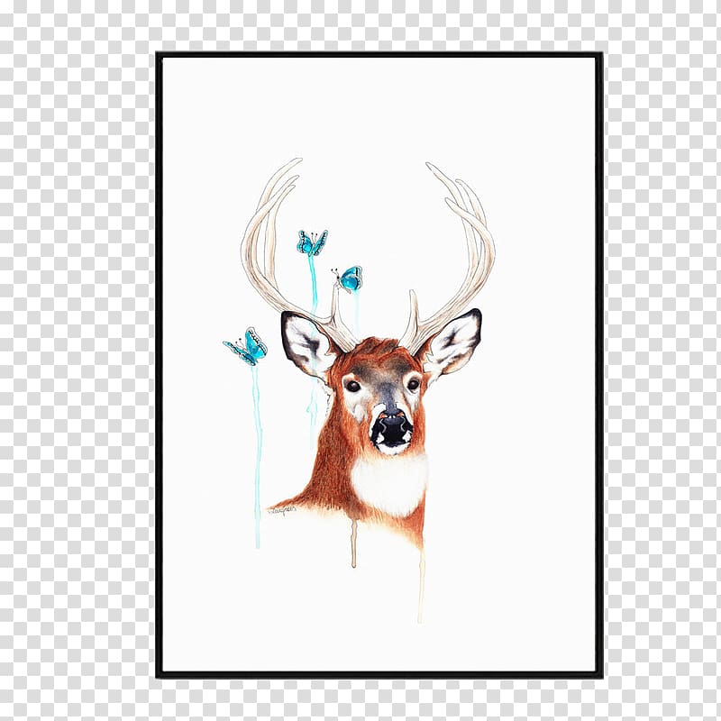 Reindeer Watercolour Flowers Watercolor painting Illustration, Elk oil painting material transparent background PNG clipart