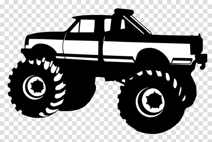 black and white monster truck , Car Pickup truck Monster truck Silhouette , Truck Silhouette transparent background PNG clipart