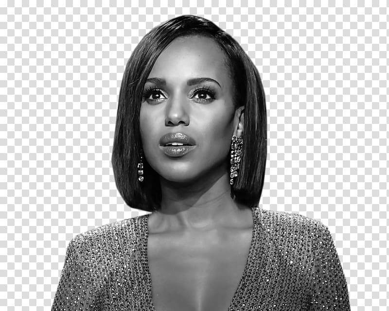 Kerry Washington Black and white Monochrome Portrait , RUSSIA 2018 transparent background PNG clipart