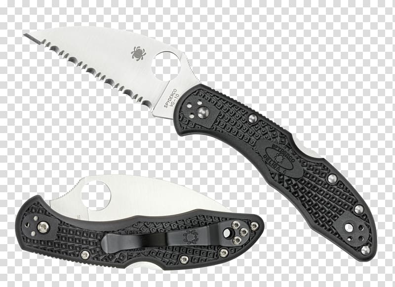 Pocketknife Spyderco Serrated blade, knife transparent background PNG clipart