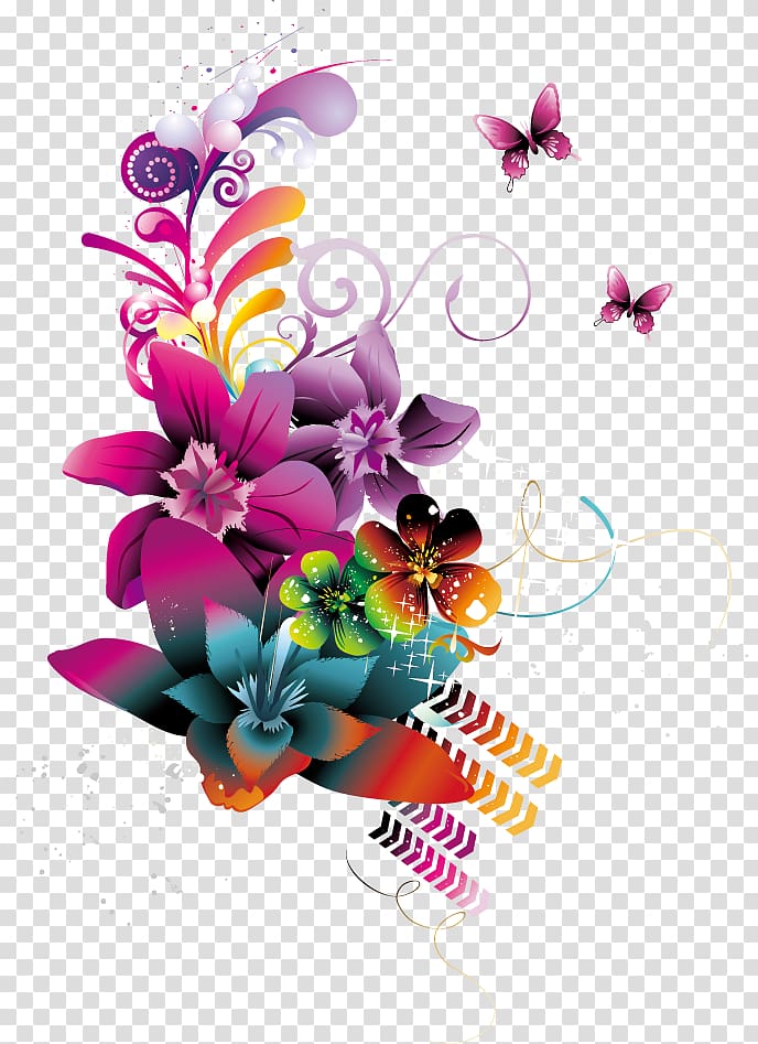 Friendship Love Passion, Fantasy pattern, assorted-color flowers transparent background PNG clipart