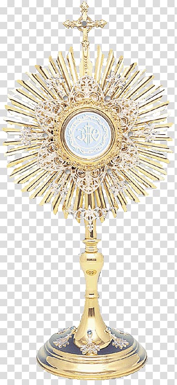 gold-colored ornament, Blessed Sacrament Eucharistic adoration Sacraments of the Catholic Church Real presence of Christ in the Eucharist, Church transparent background PNG clipart