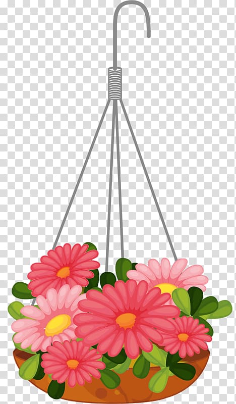 Hanging basket Flowerpot , flower transparent background PNG clipart