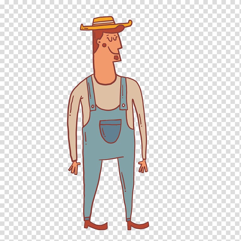 Farmer Drawing Agriculture, Retro cartoon hat man transparent background PNG clipart