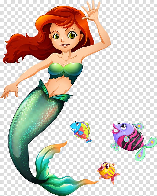 Little Mermaid Ariel and three fishes illustration, Ariel The Little Mermaid, Mermaid transparent background PNG clipart