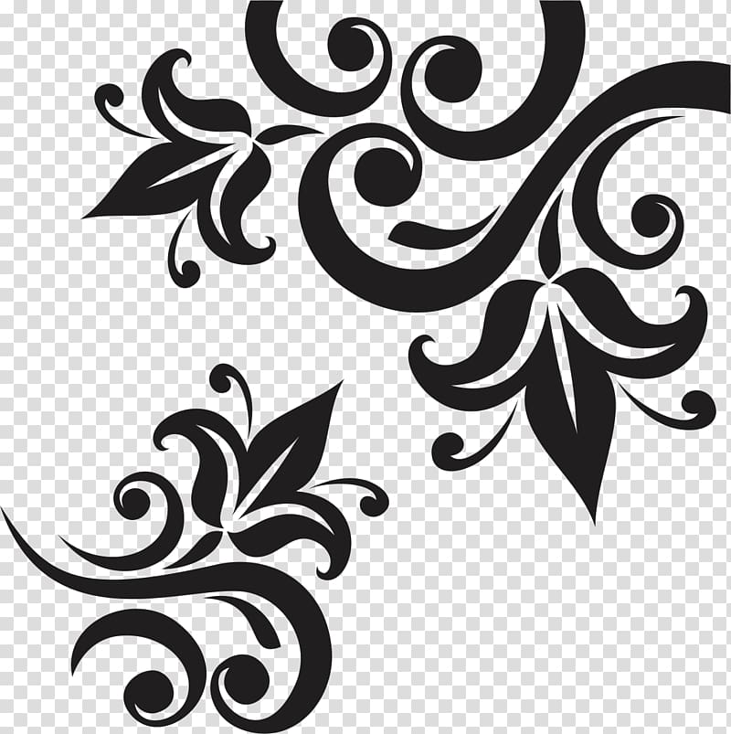 black flower illustration, Ornament Visual arts , cdr transparent background PNG clipart