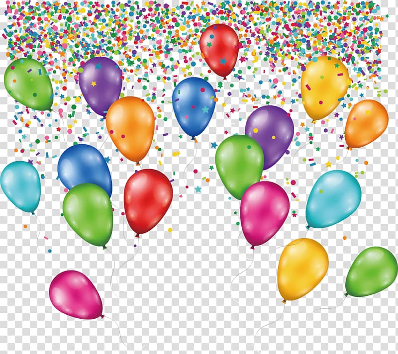 balloons and confetti , Birthday cake Balloon, Creative birthday transparent background PNG clipart