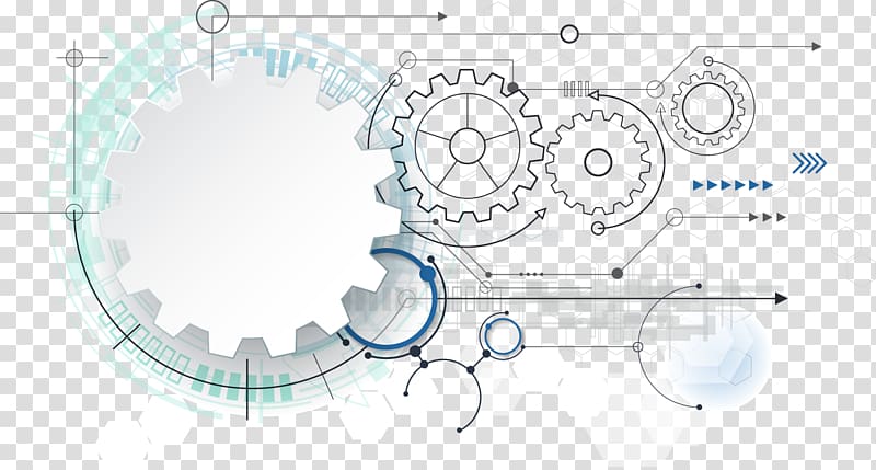 black gear outline illustration, Electronic engineering Gear Technology Euclidean , The effect of technology elements transparent background PNG clipart