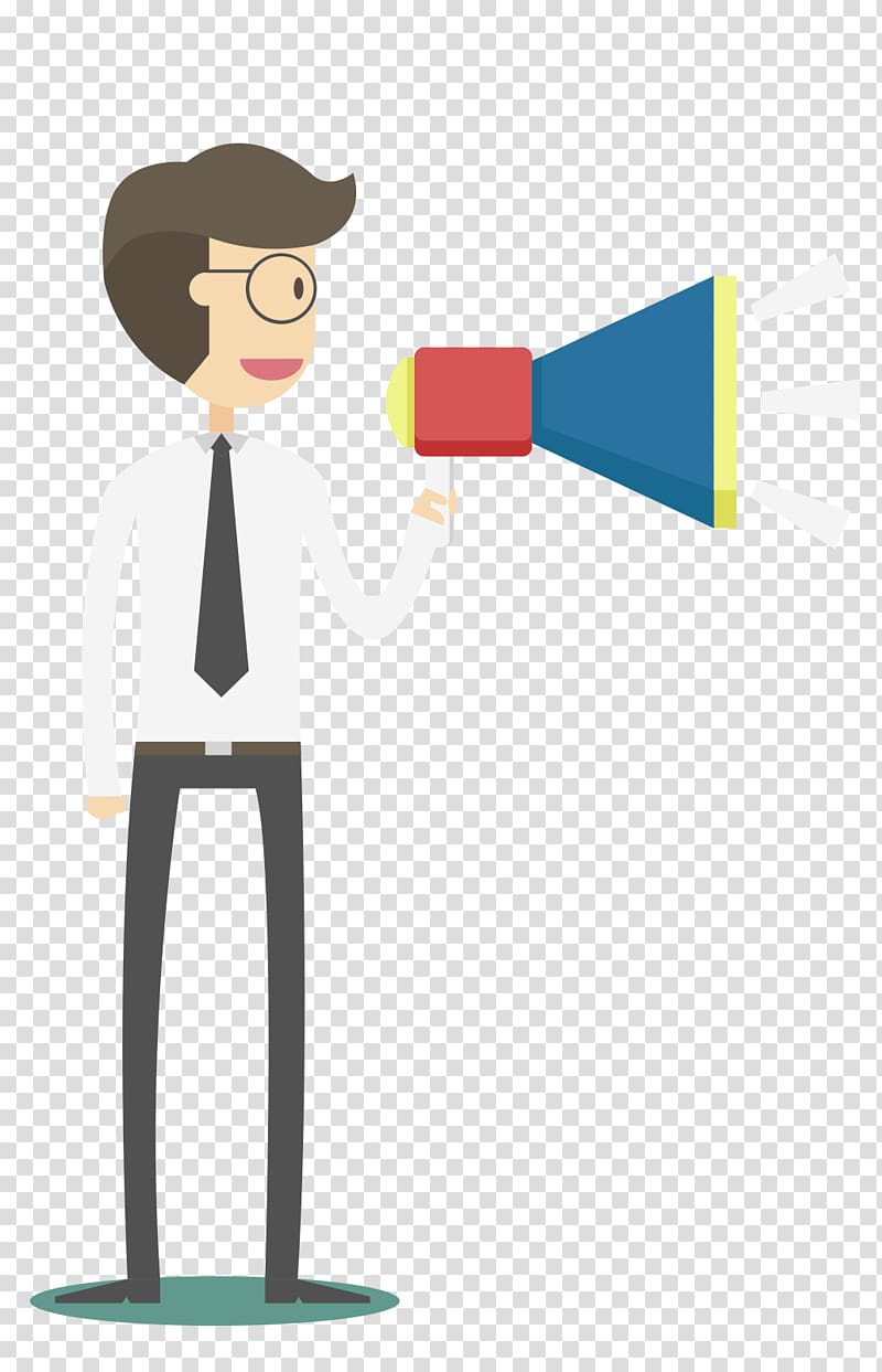Loudspeaker Cartoon , Holding the speaker of the company white-collar characters transparent background PNG clipart