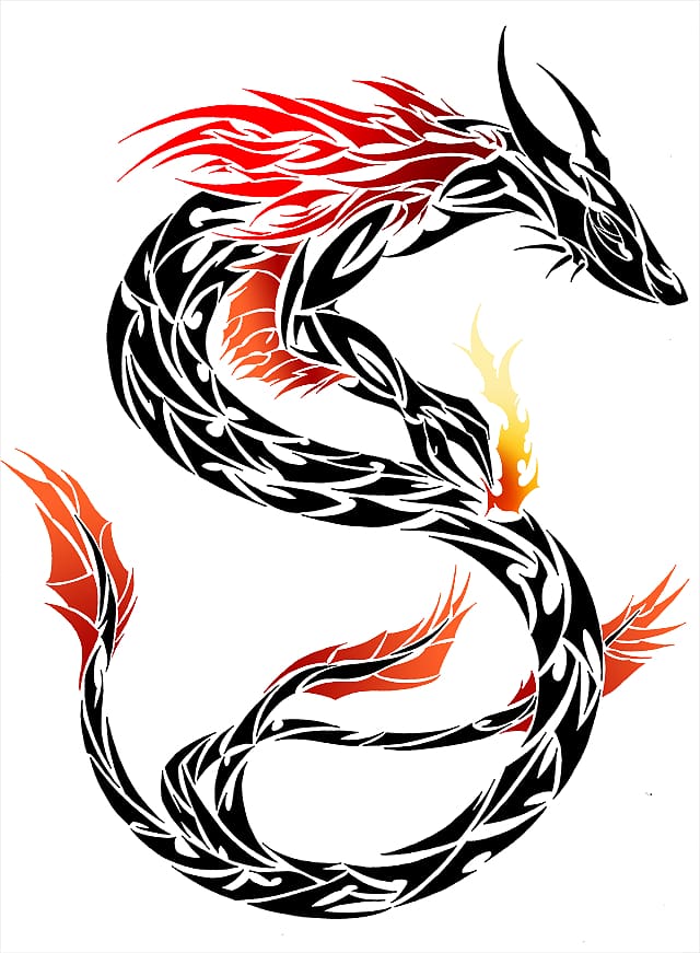 Chinese dragon Tribe Tattoo , Fire Breathing Dragon Tattoo transparent background PNG clipart