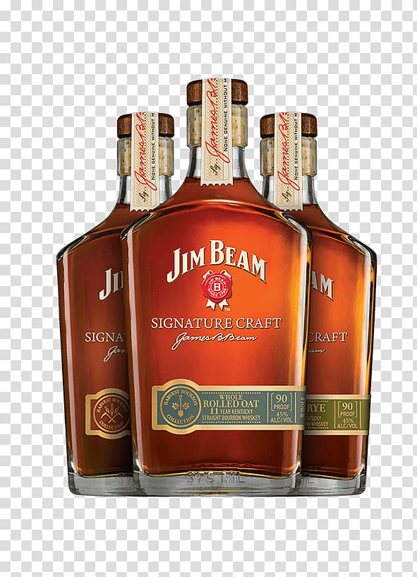 Liqueur Jim Beam Signature Craft 12 Year Old Bourbon Whiskey Alcoholic drink, larger than whiskey barrel transparent background PNG clipart