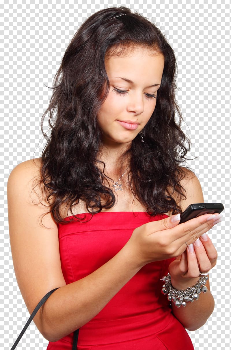 woman holding smartphone, Smartphone , Girl Using Mobile Phone transparent background PNG clipart