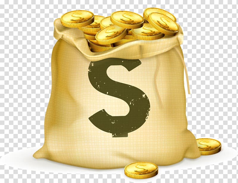 Money bag Gold coin, Purse element transparent background PNG clipart