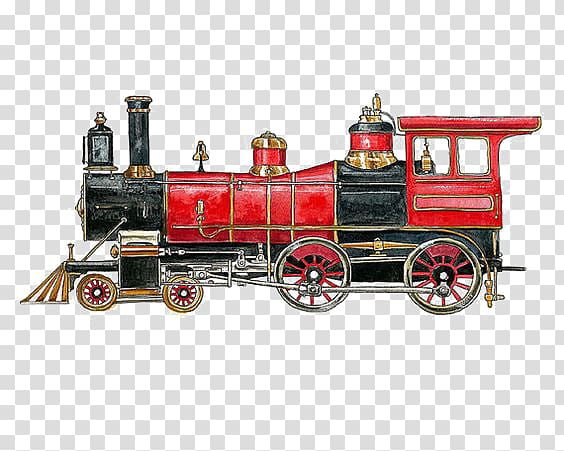 Train Rail transport Steam locomotive Steam engine, Red Train transparent background PNG clipart
