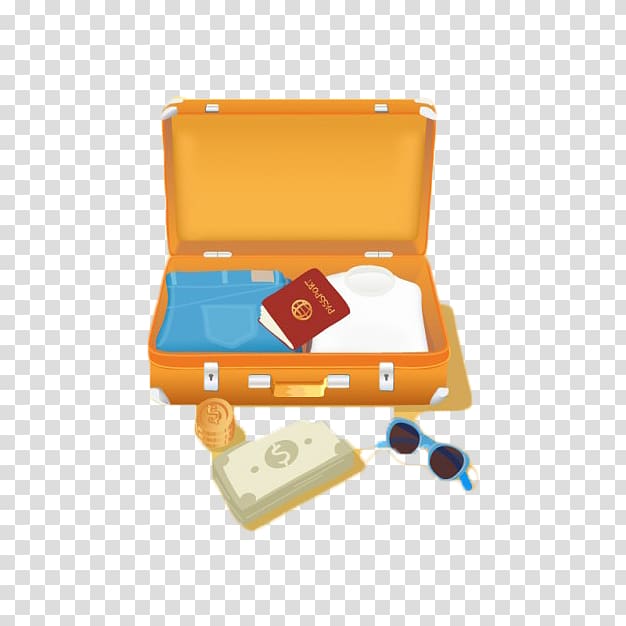 Baggage Suitcase Travel Euclidean , Yellow open luggage transparent background PNG clipart