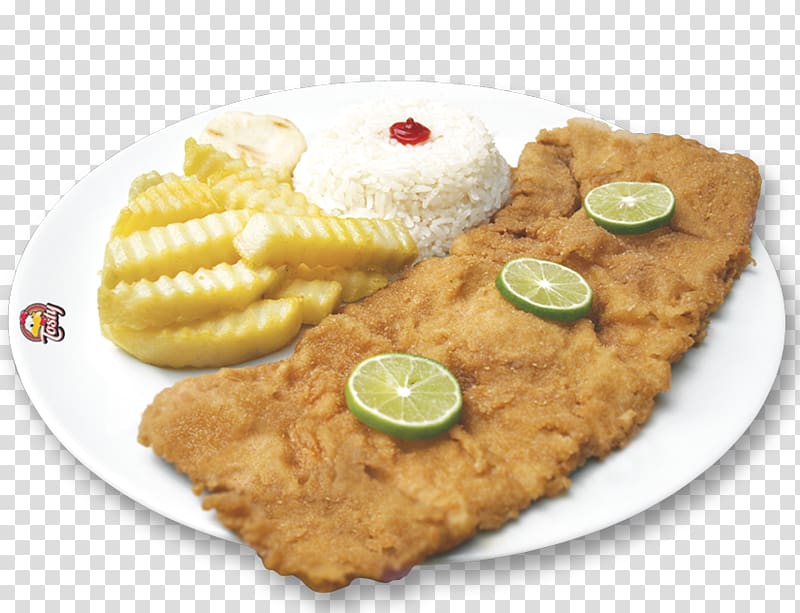 Veal Milanese Schnitzel Full breakfast Cutlet Side dish, potato transparent background PNG clipart