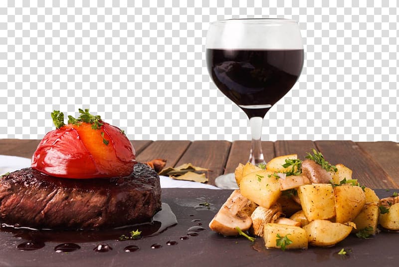 Red Wine Beefsteak Brunch Dish, Red wine steak dishes transparent background PNG clipart