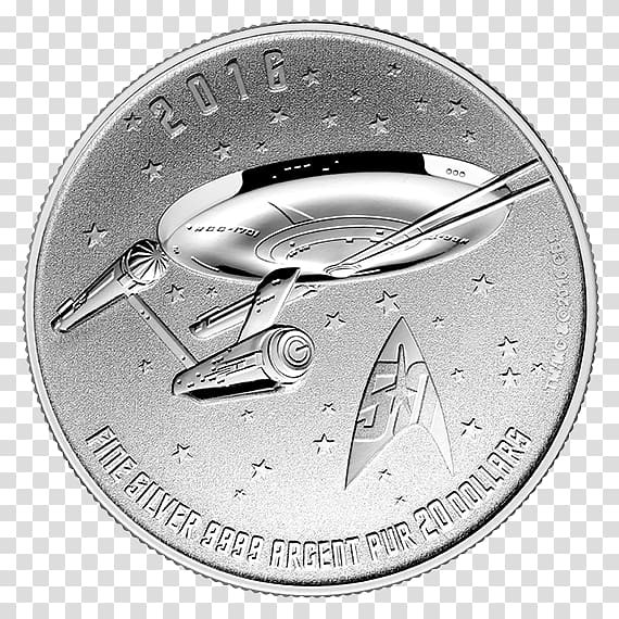 Silver coin Royal Canadian Mint Star Trek, silver ufo transparent background PNG clipart