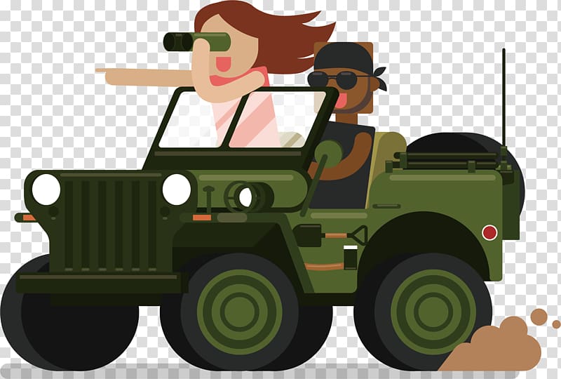 Car Jeep Illustration, A jungle exploring tourist transparent background PNG clipart
