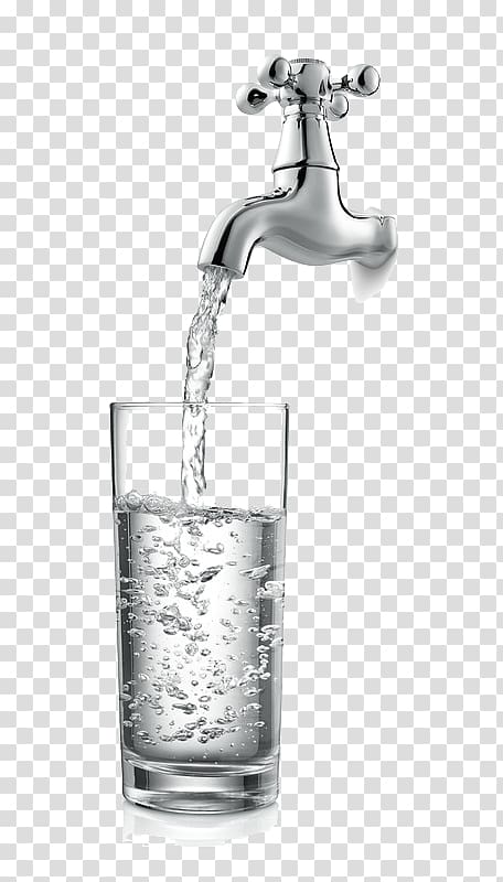 stainless steel faucet, Tap water Drinking water, Faucet and cup transparent background PNG clipart