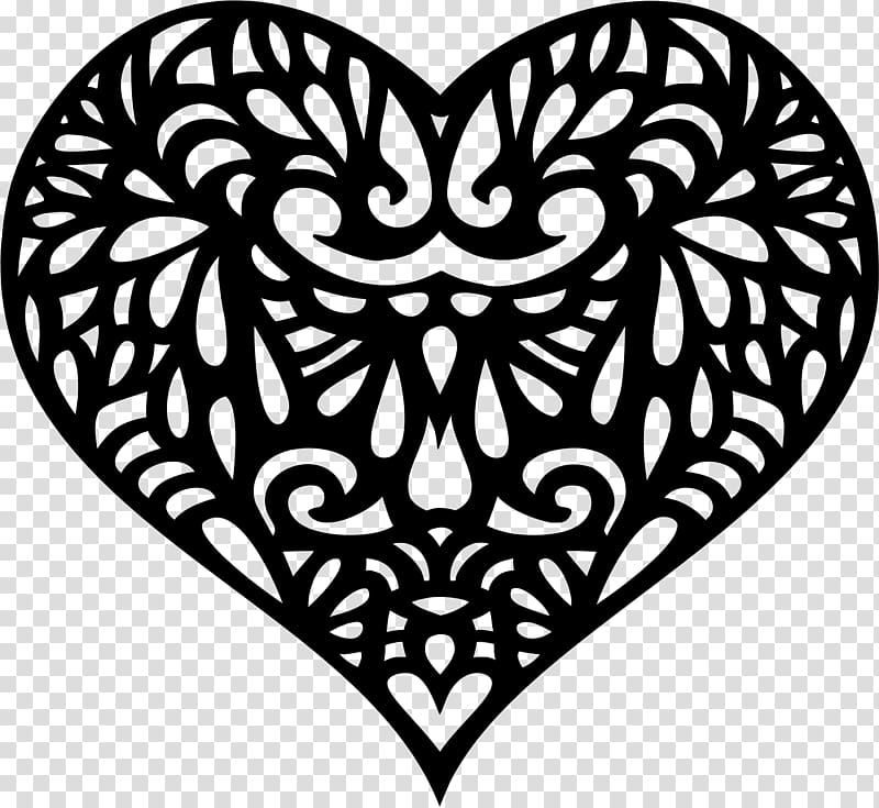 Heart Silhouette, ornamental transparent background PNG clipart