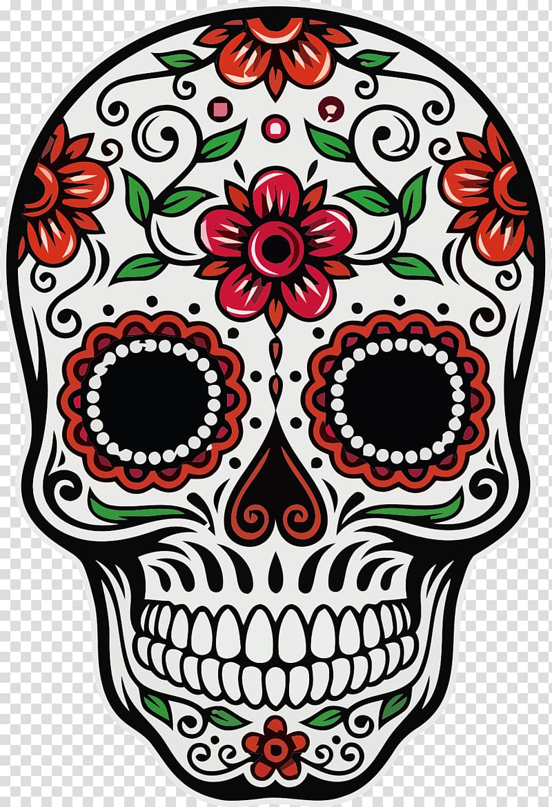 Calavera Day of the Dead Skull Death Mexican cuisine, skull transparent background PNG clipart