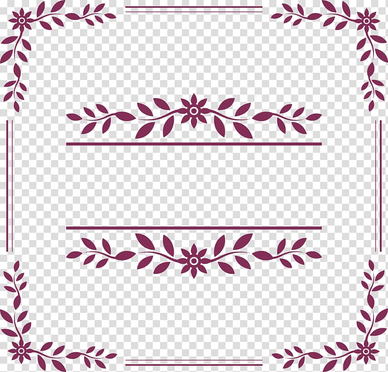 maroon floral border, Wedding invitation Euclidean Flower, Purple flower decorative box transparent background PNG clipart