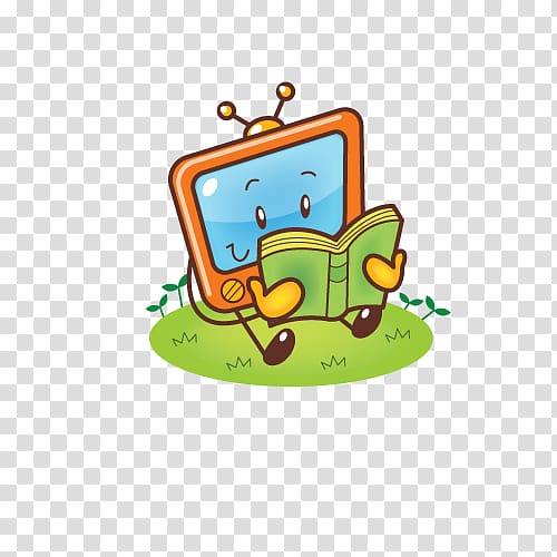 Cartoon Television set, Hand-painted cartoon TV reading material transparent background PNG clipart