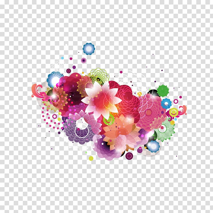 Shading Flower, Colorful flowers transparent background PNG clipart