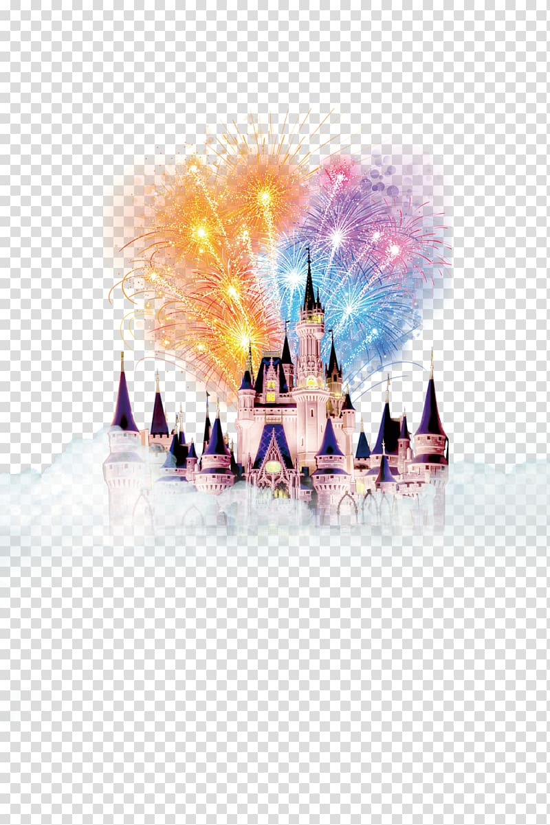 castle with fireworks illustration, Amusement park Icon, Amusement park Castle transparent background PNG clipart
