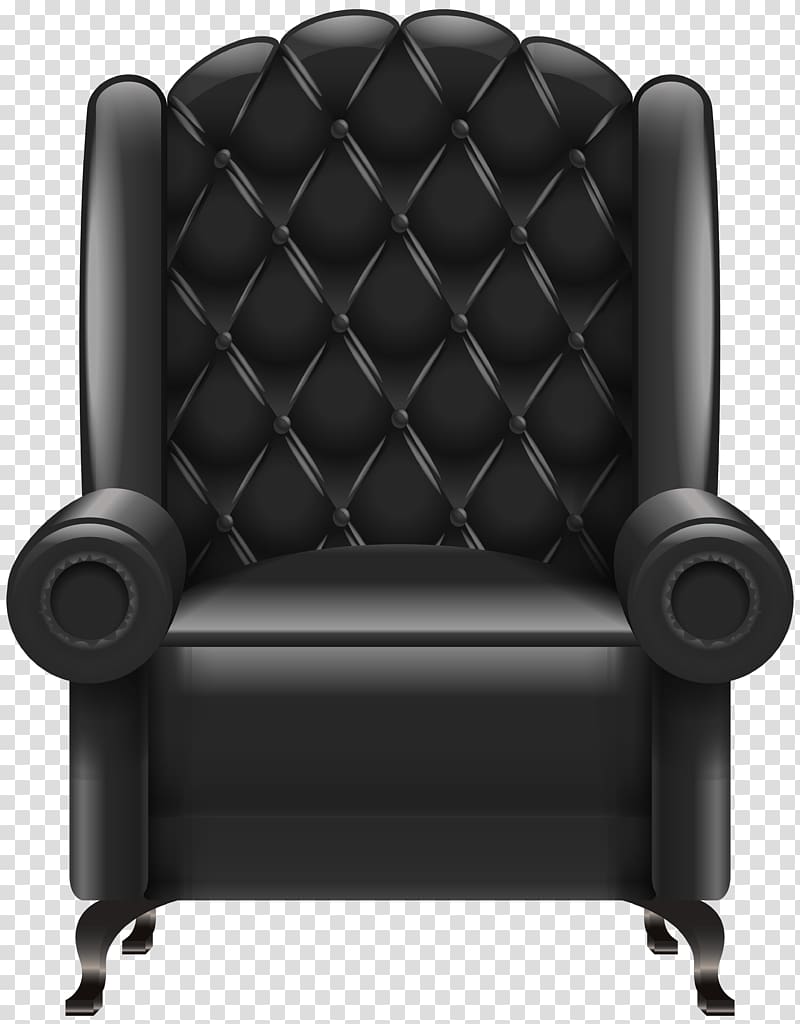 quilted black sofa chair , Chair Table , Black Armchair transparent background PNG clipart