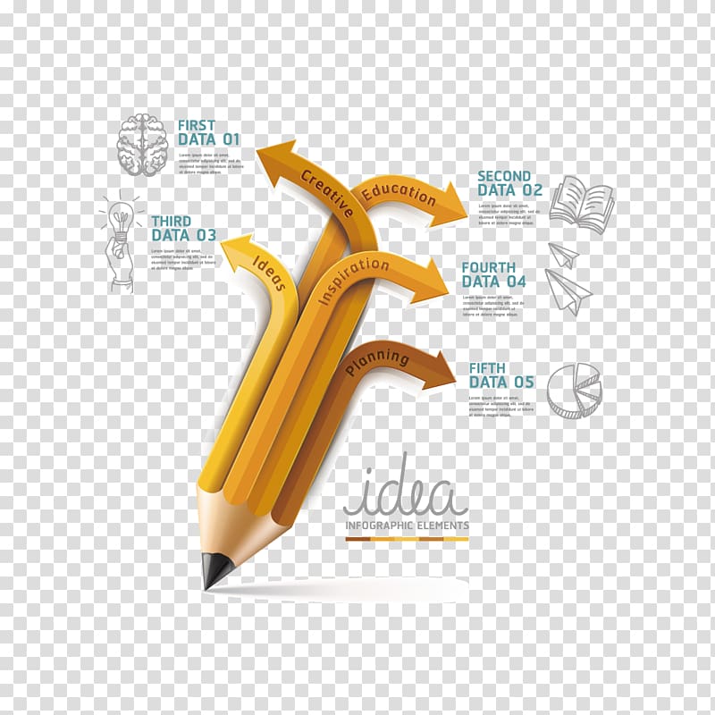 Infographic Pencil Education Illustration, Flat Creative pen transparent background PNG clipart