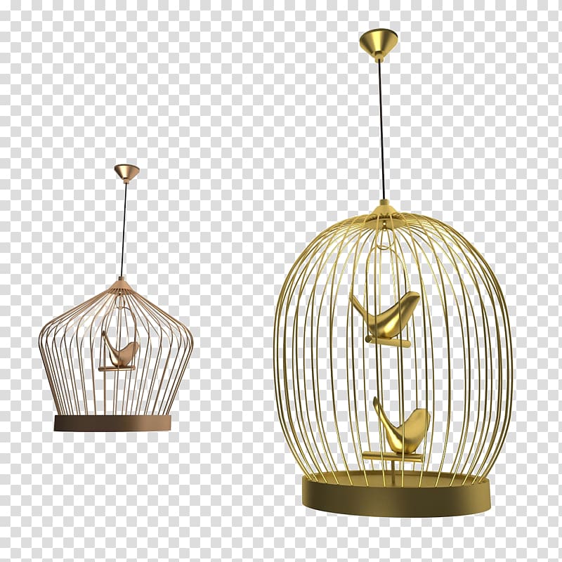 Birdcage 3D computer graphics Autodesk 3ds Max, Golden iron cage decoration transparent background PNG clipart