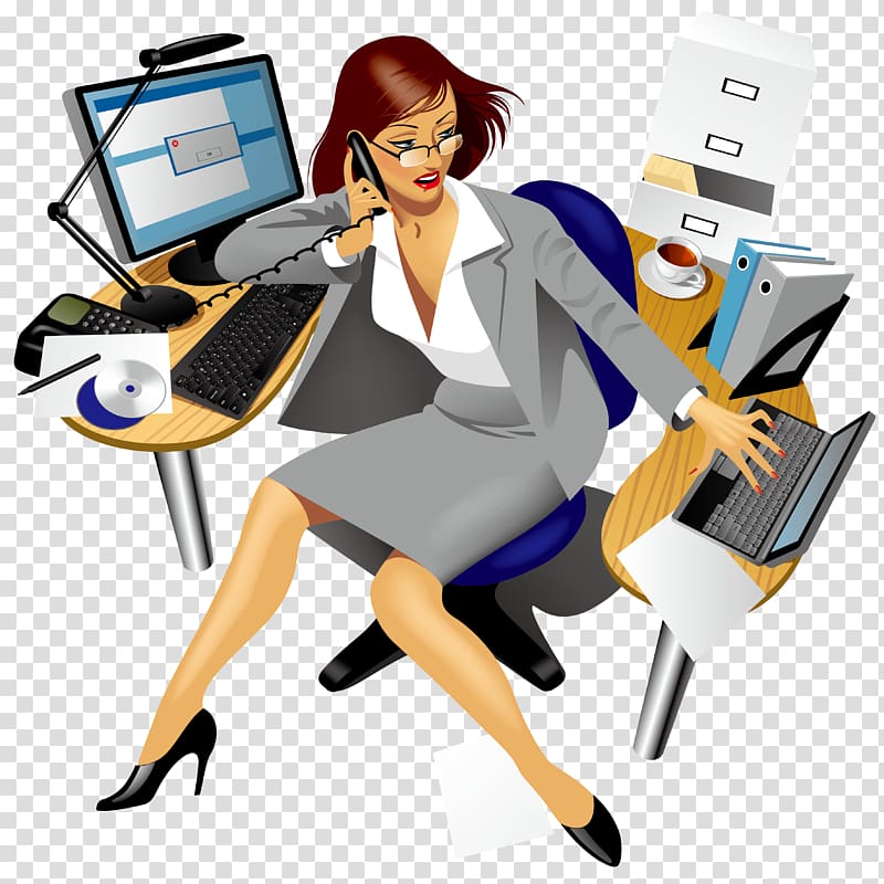 woman inside office illustration, Secretary Office , Business People transparent background PNG clipart