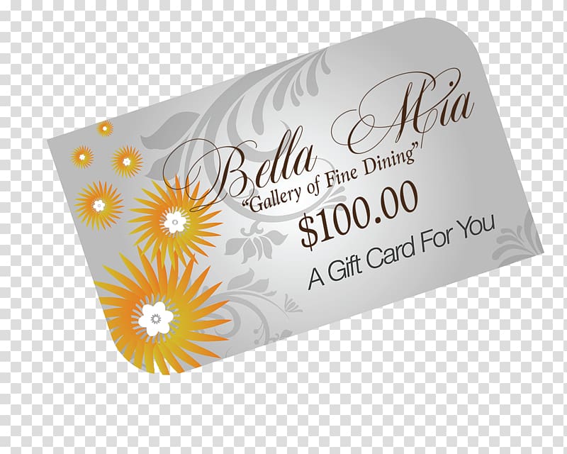 Italian cuisine Bella Mia Fine Dining Gift card Chophouse restaurant, gift transparent background PNG clipart