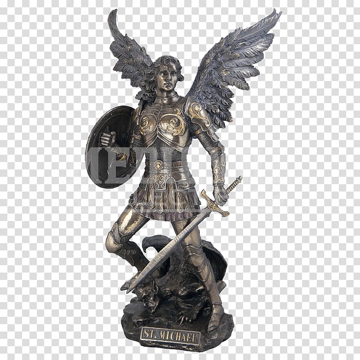 Michael Statue Bronze sculpture Archangel, saint michael transparent background PNG clipart