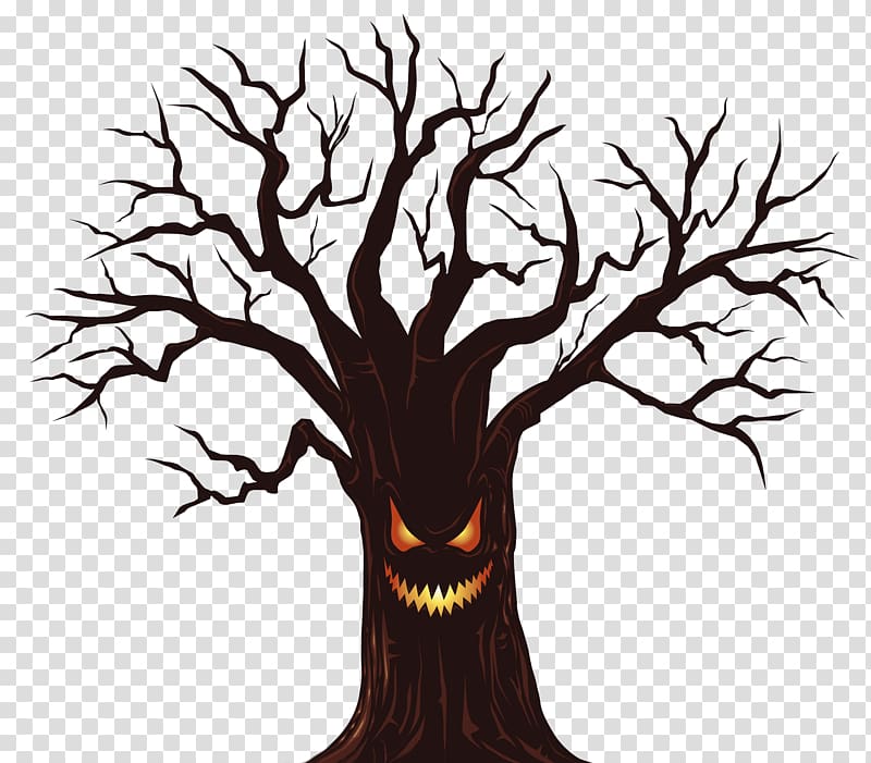 spooky tree, Halloween card Wish Greeting card, Halloween Spooky Tree transparent background PNG clipart