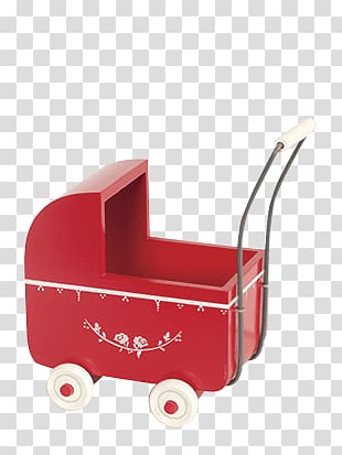 red and white pram stroller illustration, Vintage Baby Pram Toy transparent background PNG clipart