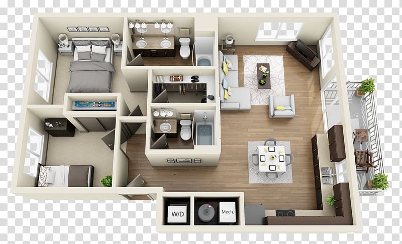 Floor plan Heatherbrae Commons Apartments Bedroom Bathroom, bed top view transparent background PNG clipart