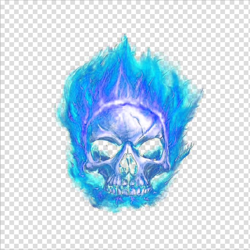 skull illustration, Skull Flame Blue, Blue flame skull transparent background PNG clipart