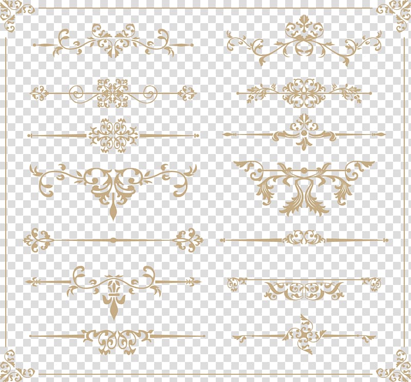 brown floral border illustration, Jewellery Pattern, European flower vines dividing line transparent background PNG clipart