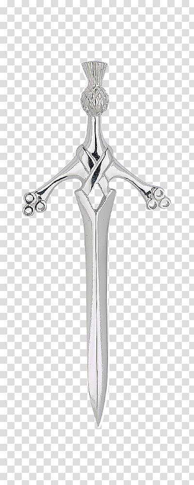 Sword Hilt Jewellery Crossguard Kilt pin, SWORD Silver transparent background PNG clipart