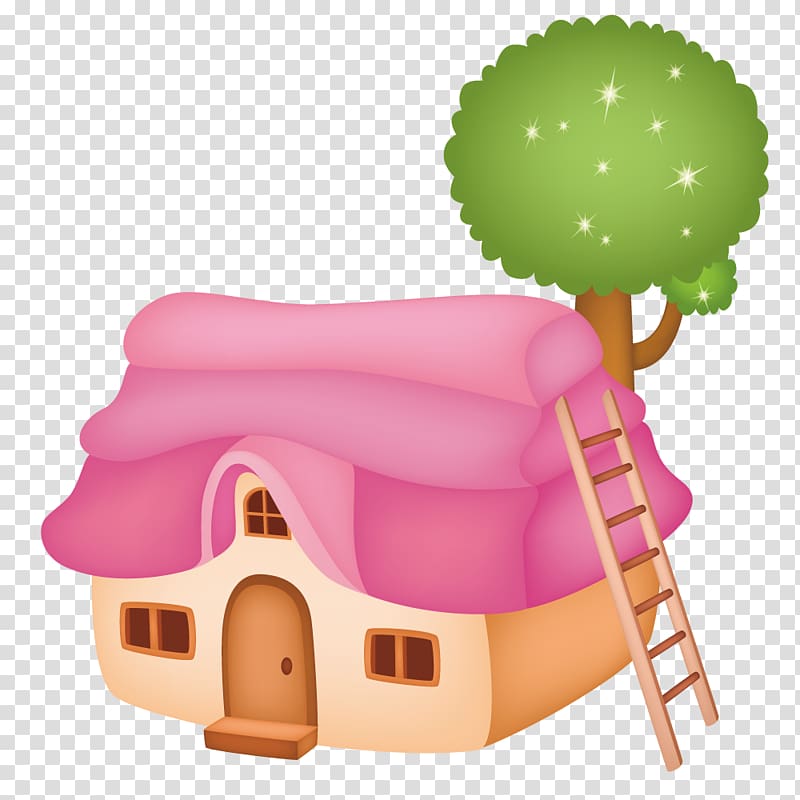 Child Cartoon Kite Illustration, Small house with a ladder transparent background PNG clipart